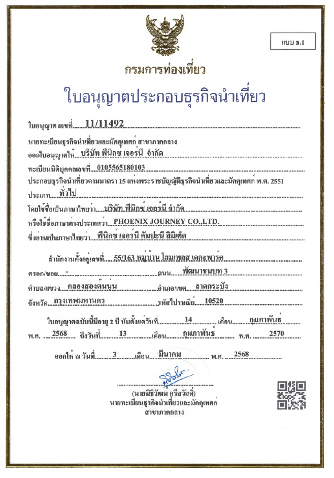 ใบอนุญาตประกอบธุรกิจนำเที่ยว